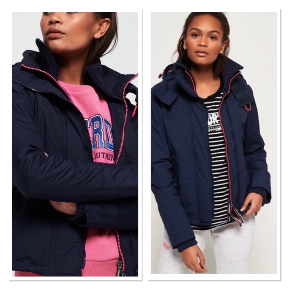 Superdry Arctic Hooded Pop Zip Windcheater Jacket size 8